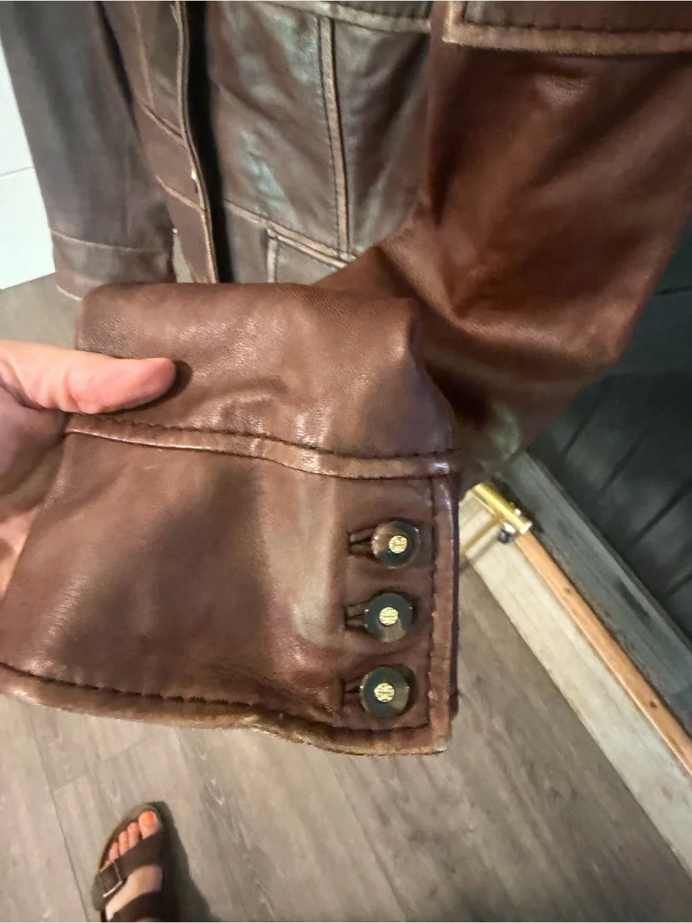 Tory Burch Brown Leather Military-Style Jacket